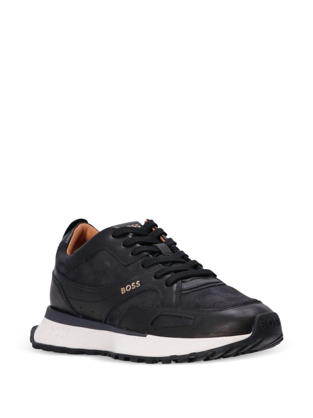 BOSS leather-trimmed suede sneakers - Zwart