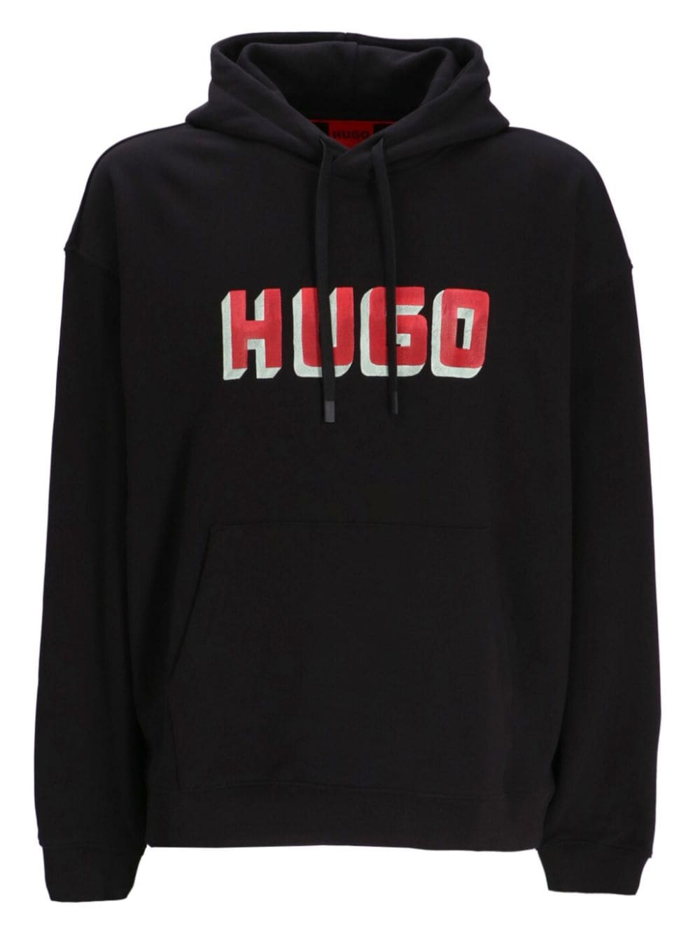 Hugo Logo-print Cotton Hoodie In 黑色