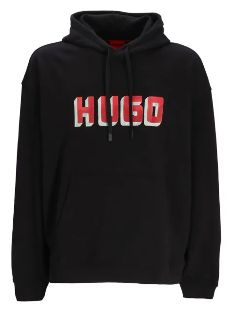 HUGO logo-print cotton hoodie