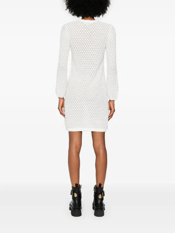 Chlo Pointelle-knit Mini Dress - White