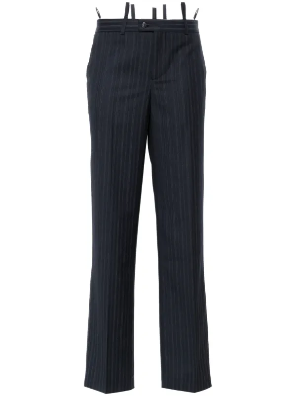 Bettter Pinstriped Tailored Straight Trousers in Blue