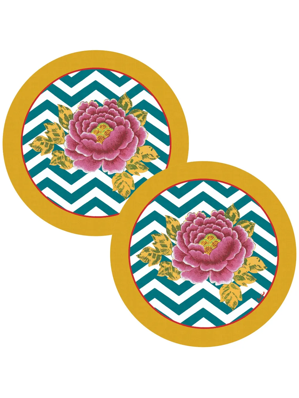 Lisa Corti Masonite Glory Circular Place Mats (set Of Two) In Gelb