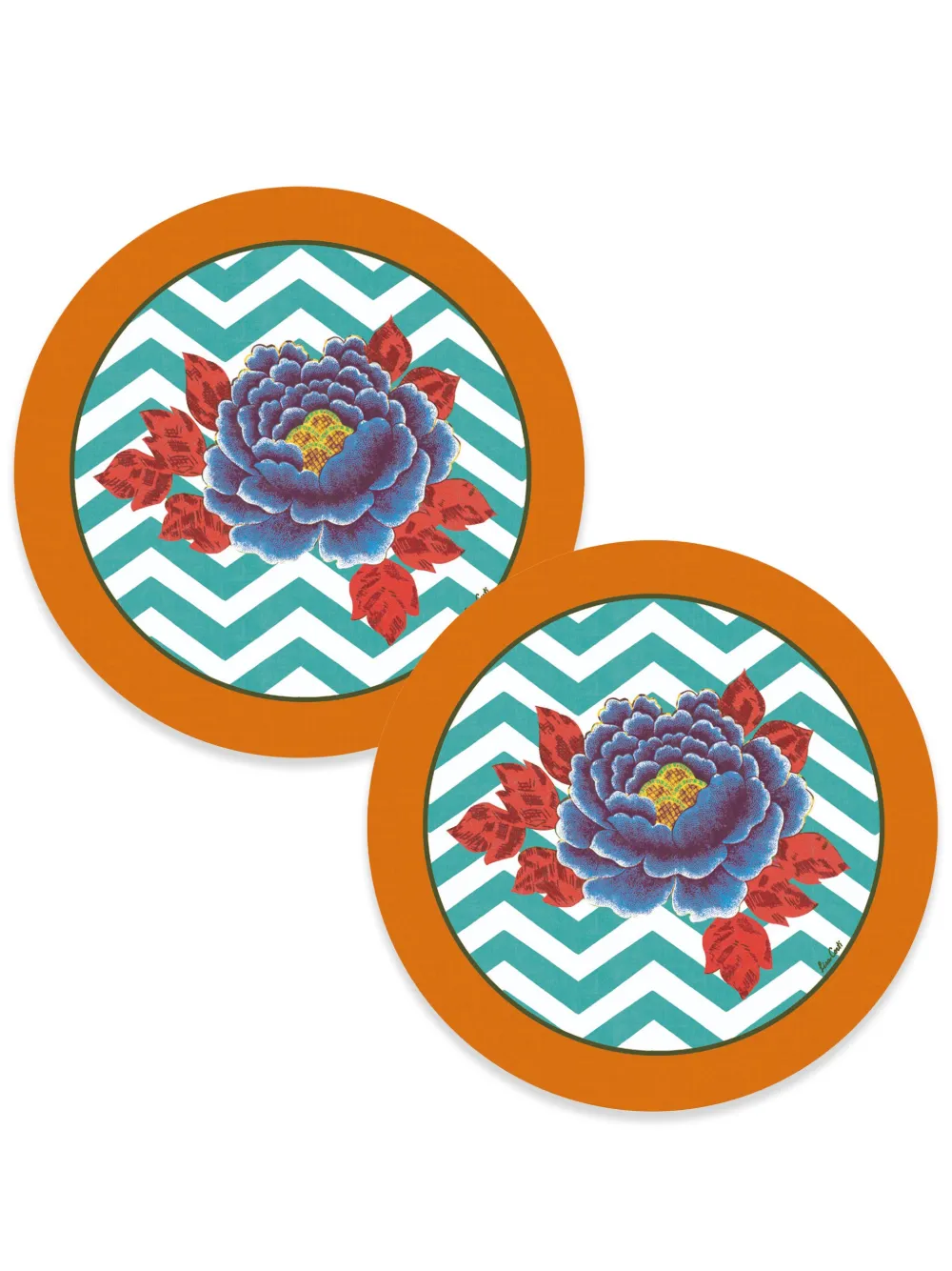 Lisa Corti Masonite Glory Circular Place Mats (set Of Two) In Orange