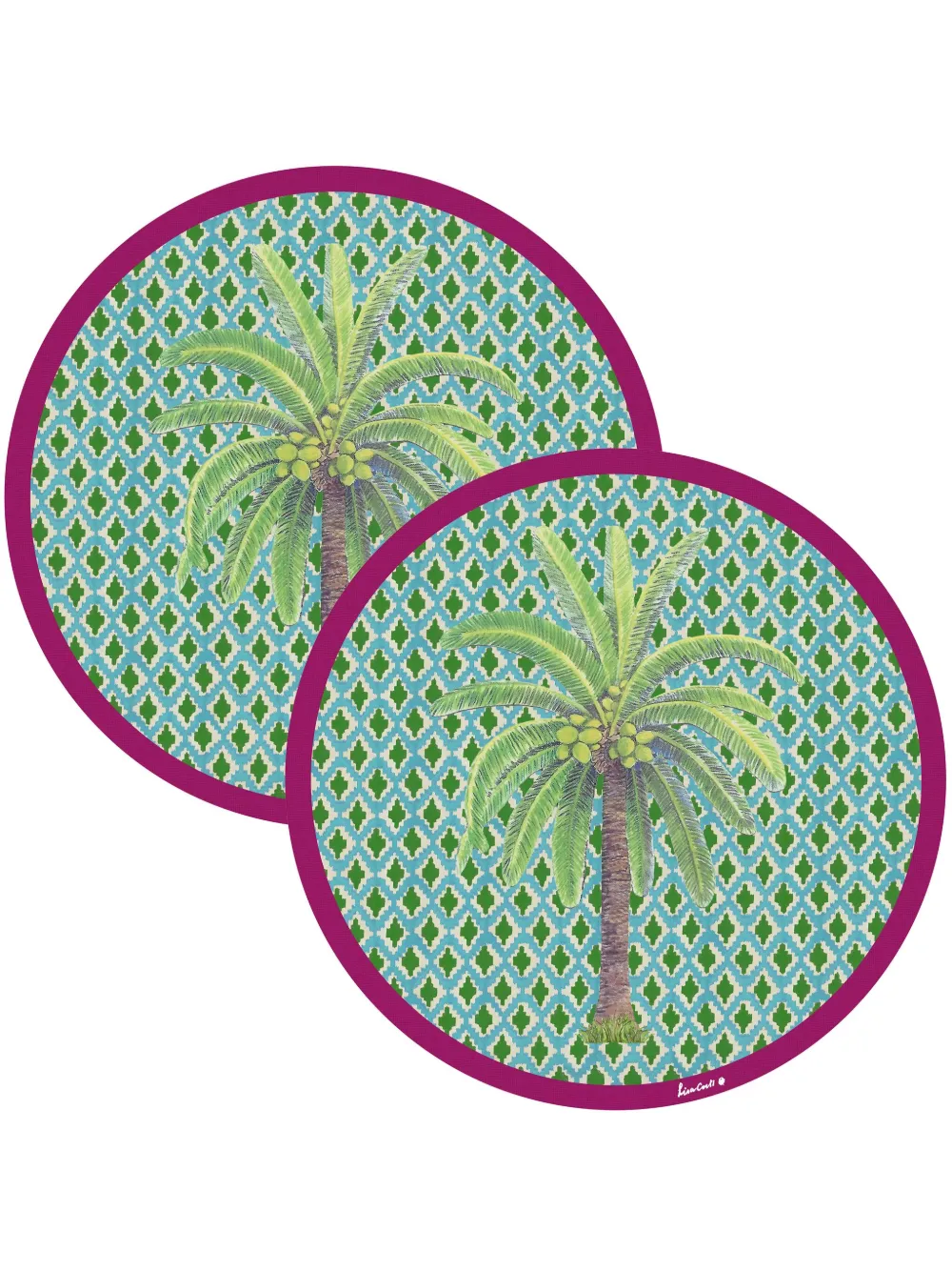 Lisa Corti Masonite Hima Palma circular place mat (set of two) | Green | Image 1