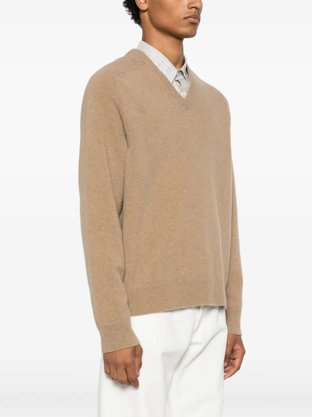 Maison Margiela Wollen trui met V-hals Beige