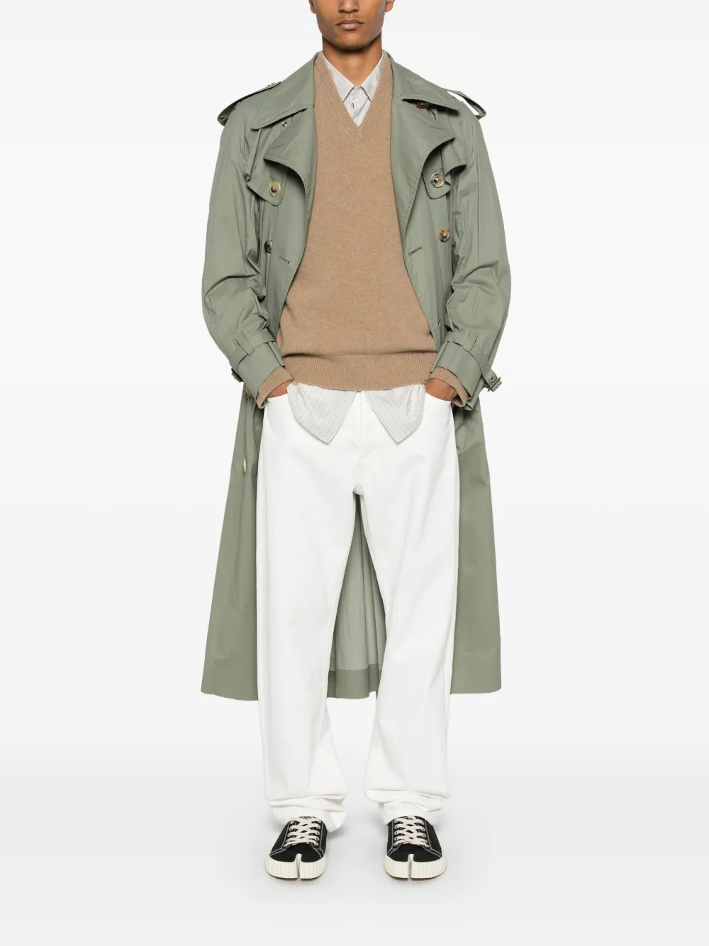 maisonmargiela Maison Margiela Wollen trui met V-hals - Beige
