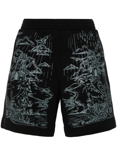 Givenchy sketch-print cotton track shorts Men