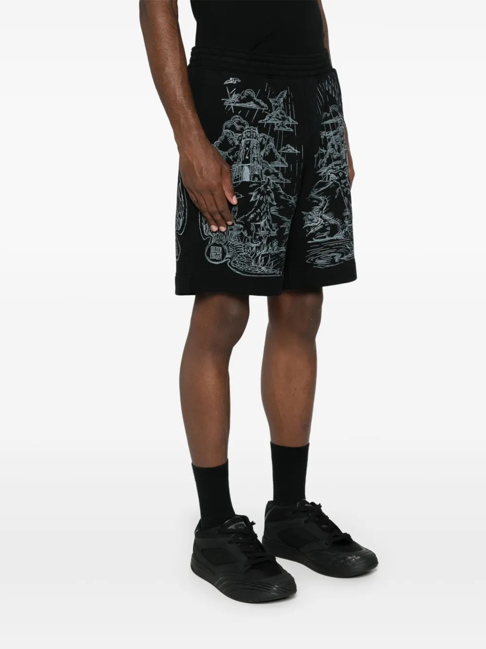 Givenchy Katoenen trainingsshorts met print Zwart