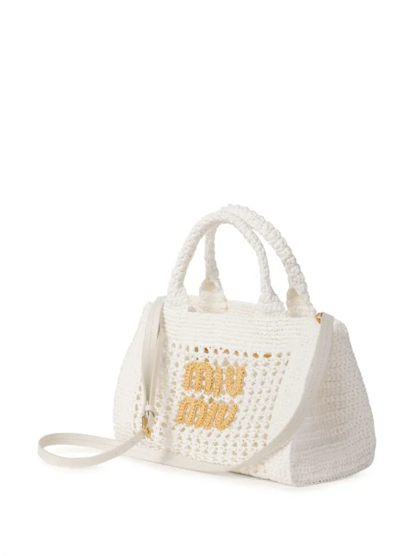 Miu Miu ラフィア ハンドバッグ | ホワイト | FARFETCH JP