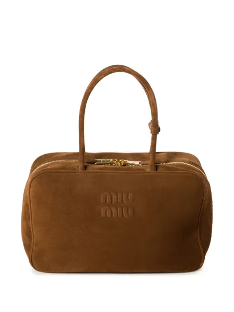 Miu Miu Beau logo-debossed suede bag