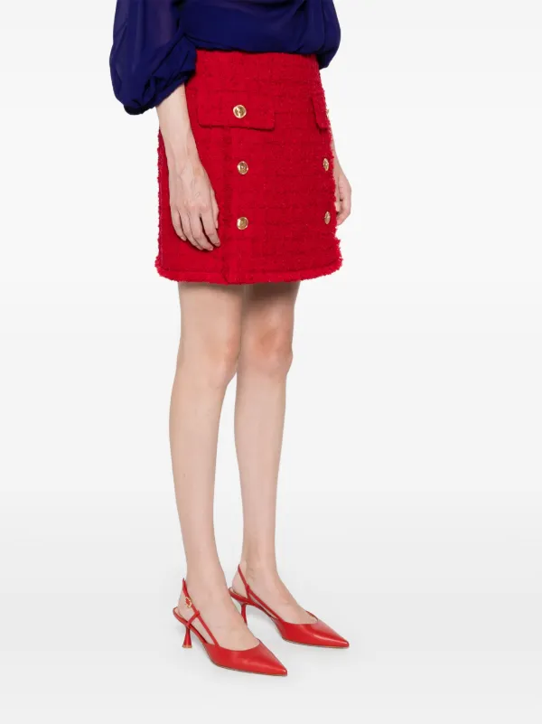 Versace Heritage Tweed Mini Skirt | Red | FARFETCH HK
