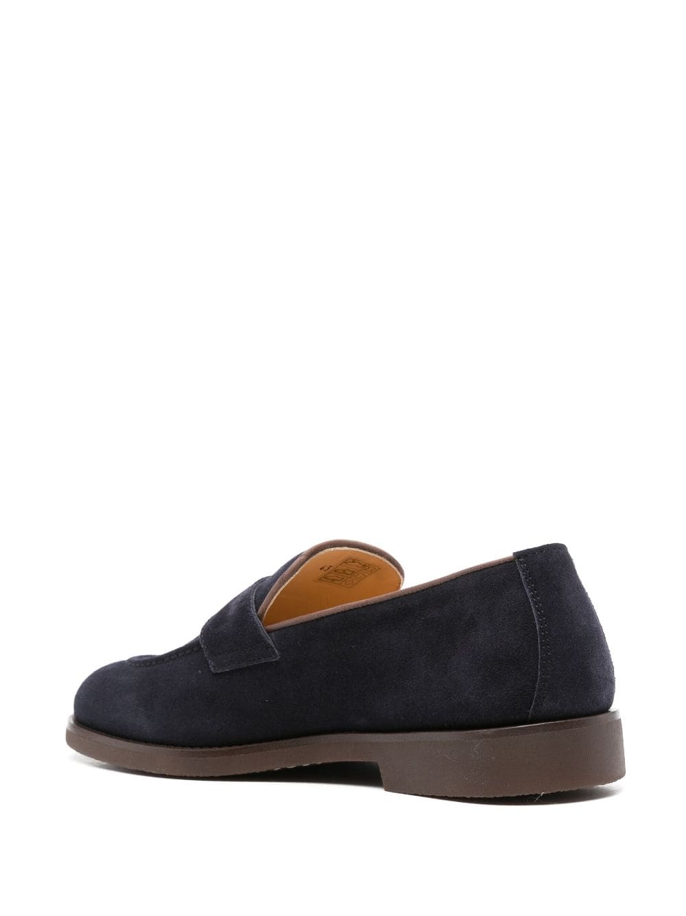 Shop Brunello Cucinelli Penny-slot Suede Loafers In 蓝色