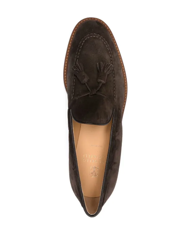 Brunello Cucinelli tassel-detail Suede Loafers | Brown