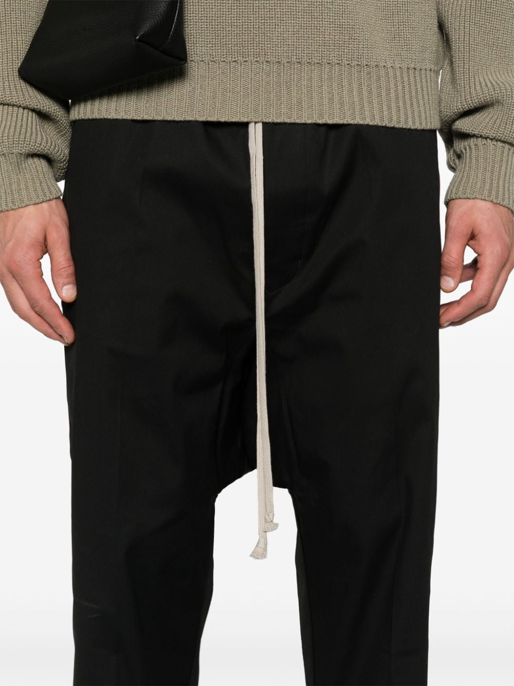 Shop Rick Owens Drop-crotch Tapered Trousers In Black