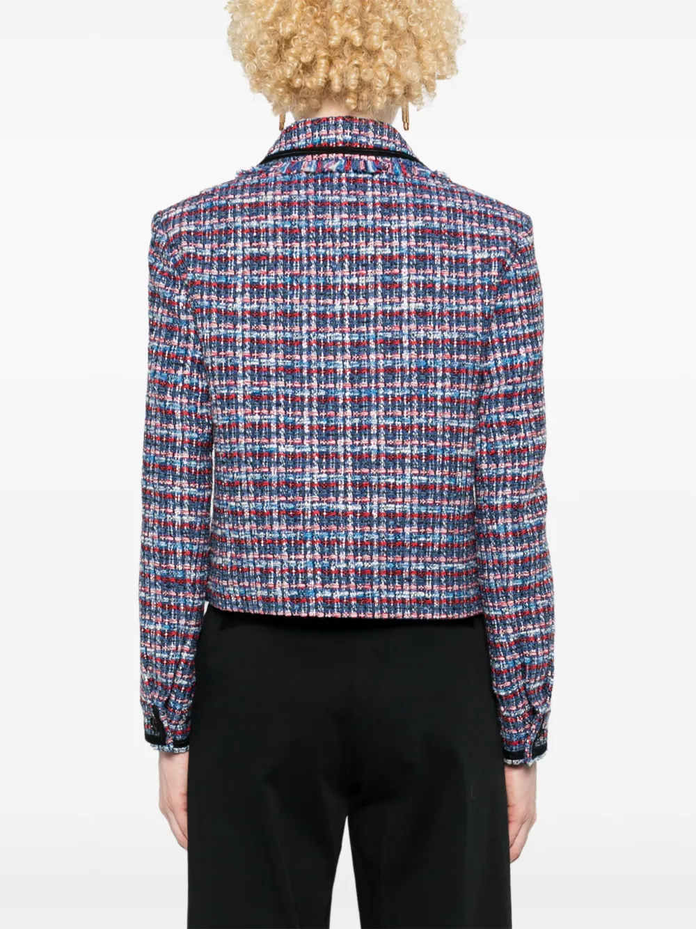 Karl Lagerfeld Bouclé Cropped Jacket In Blue