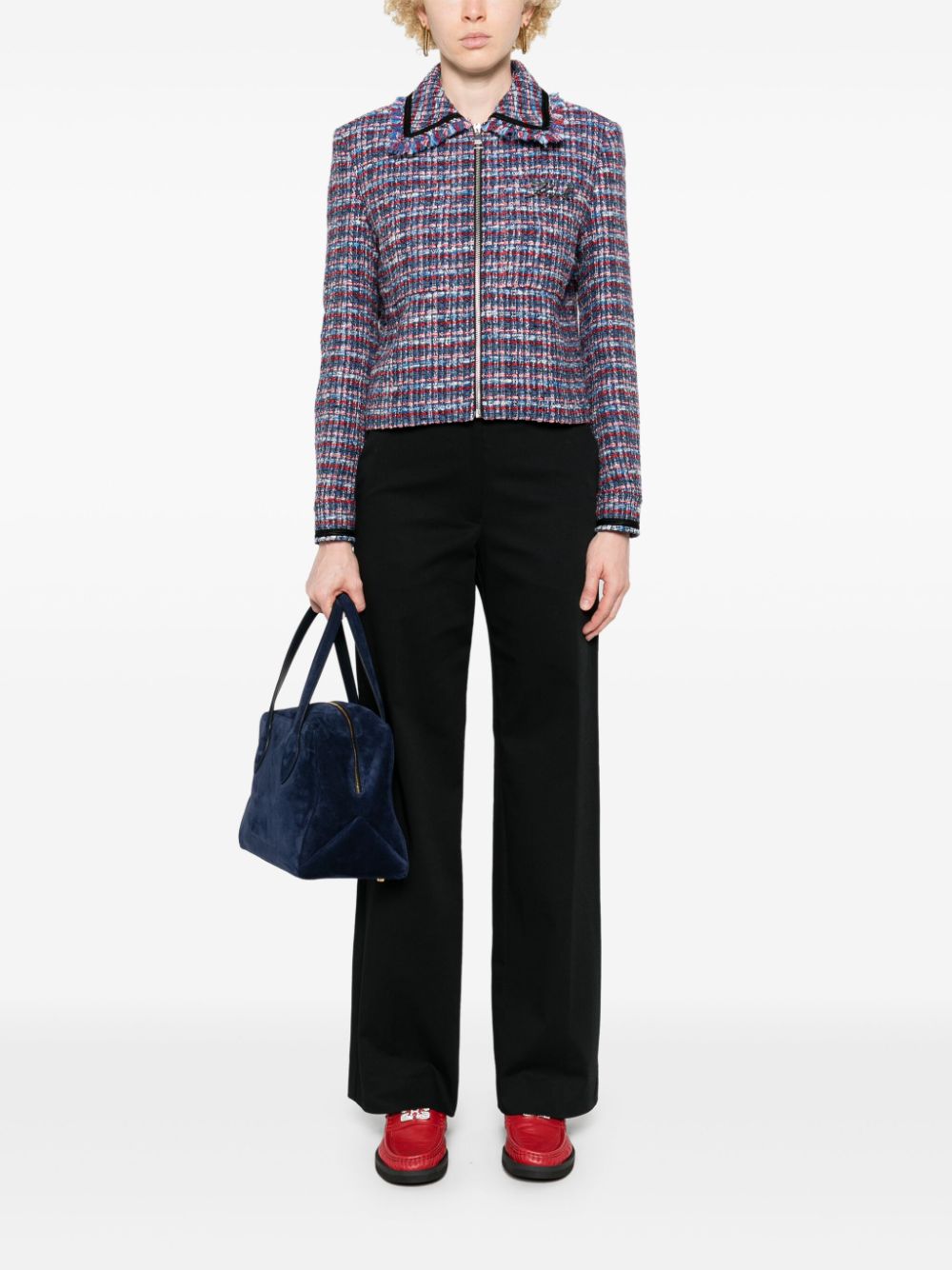 Karl Lagerfeld Bouclé cropped jack - Blauw