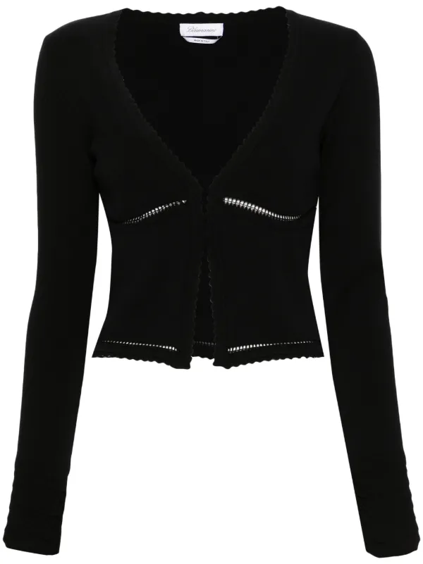 Blumarine 超美品カーディガン Blumarine スカラップ カーディガン | ブラック | FARFETCH JP