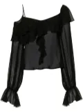 Blumarine silk sheer ruffled blouse - Black