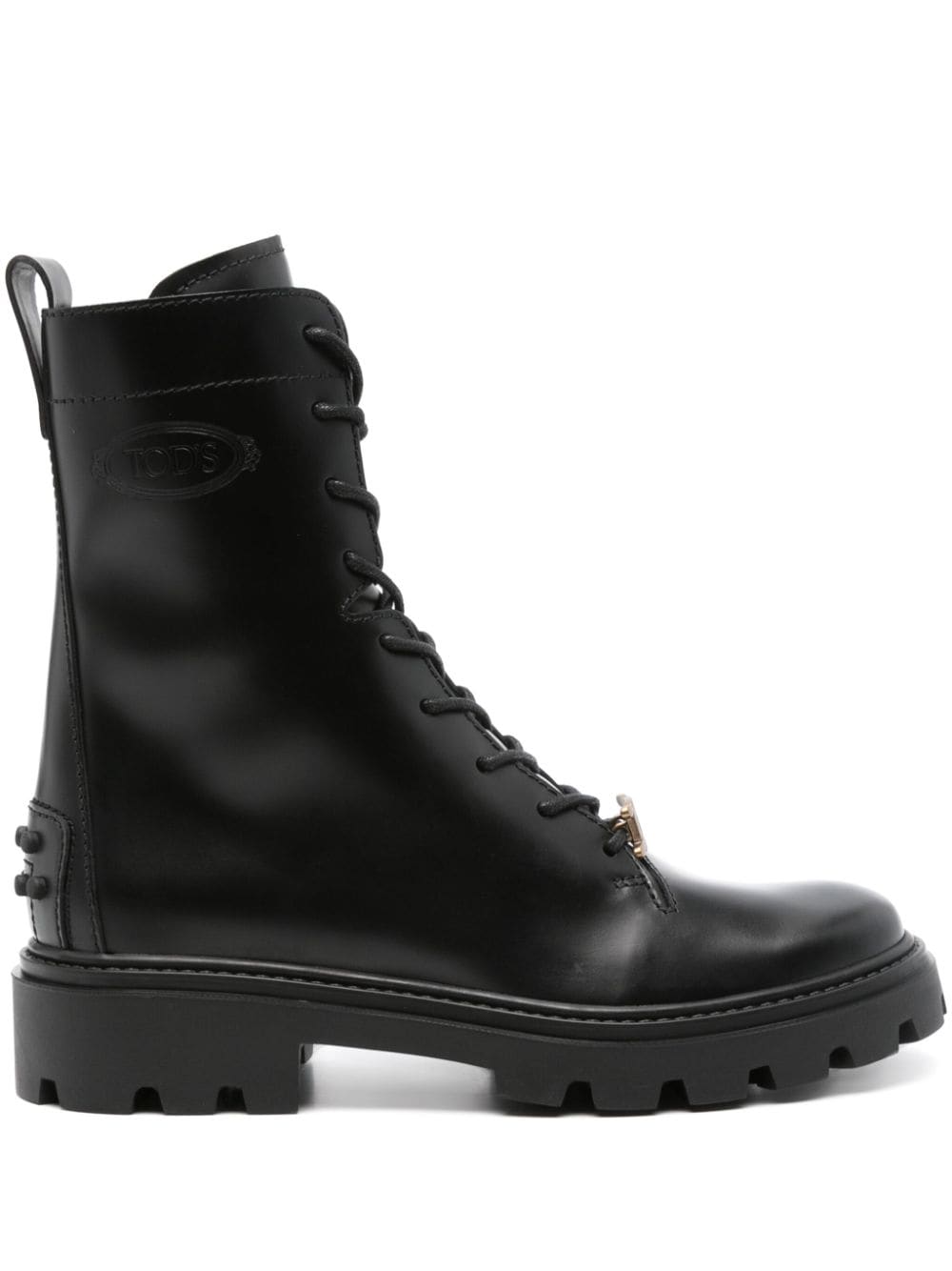 Tod's logo-debossed leather boots - 011 BLACK