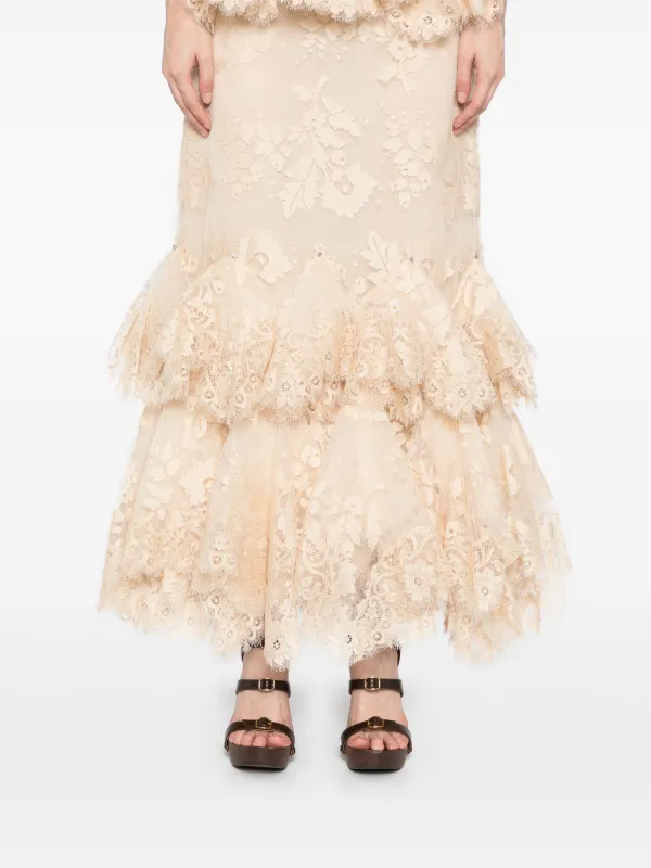 スカート Zimmermann Zimmermann Eden Handkerchief Midi Skirt ZIMMERMANN Eden Lace Handkerchief Skirt | Neutrals | FARFETCH