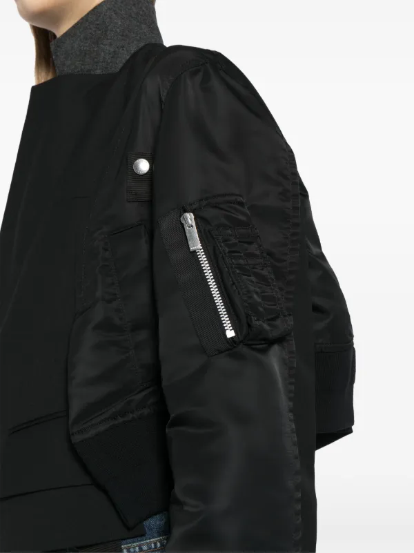 Sacai Panelled Bomber Jacket | Black | FARFETCH