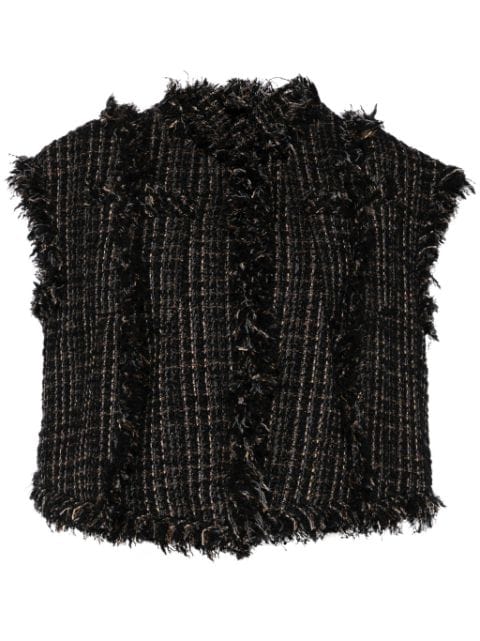 sacai frayed tweed jacket 