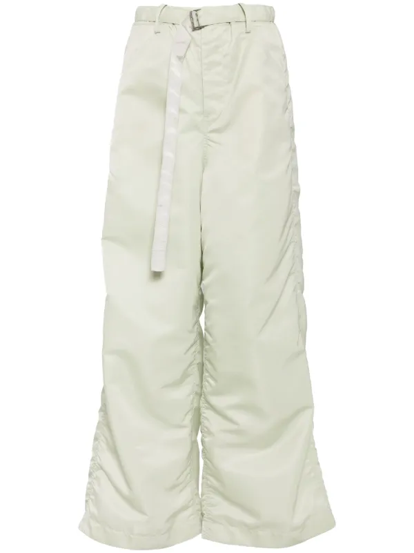 Sacai ベルテッド ワイドパンツ | グリーン | FARFETCH JP