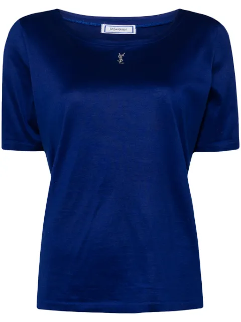 Saint Laurent Pre-Owned rhinestone-logo cotton T-shirt