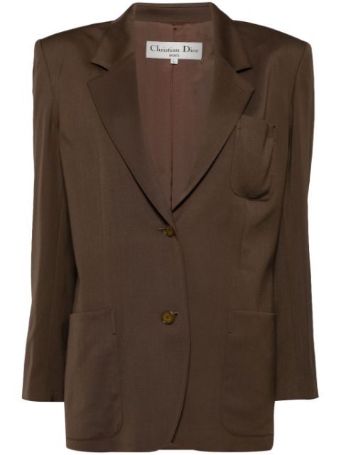 Christian Dior shoulder-pad notched-lapel wool blazer Women