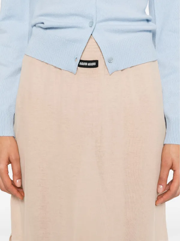 【関税無・国内発】 MIU MIU / Jersey Midi Skirt / スカート Cotton jersey midi skirt in grey - Miu Miu | Mytheresa