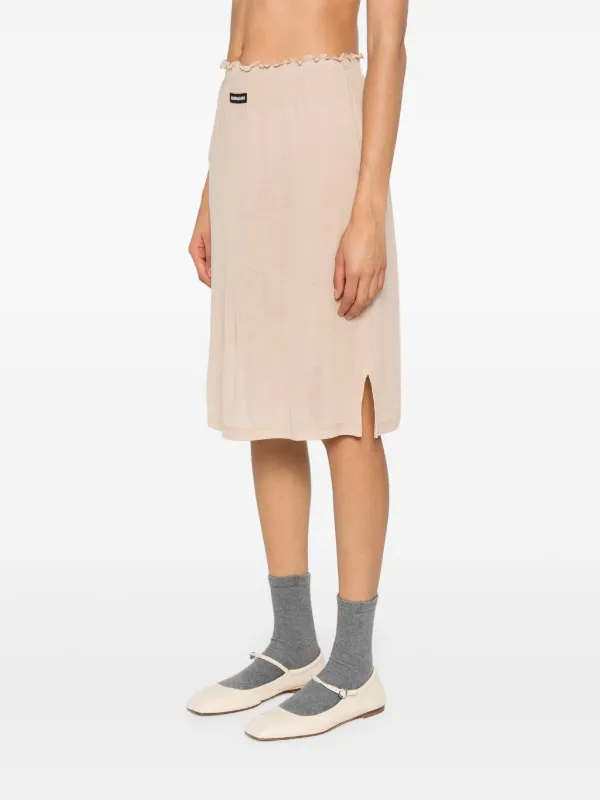 【関税無・国内発】 MIU MIU / Jersey Midi Skirt / スカート Floral poplin and jersey midi skirt in multicoloured - Miu