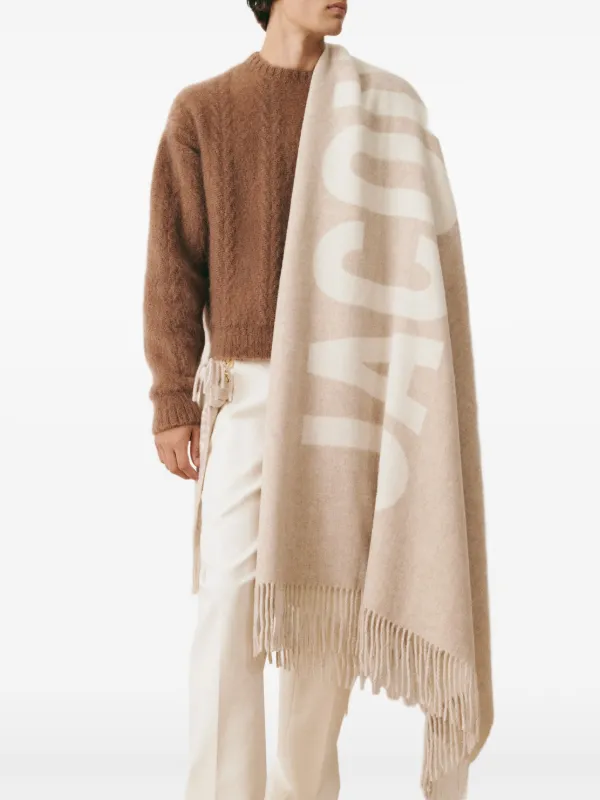 Jacquemus logo-jacquard Wool Scarf | Neutrals | FARFETCH