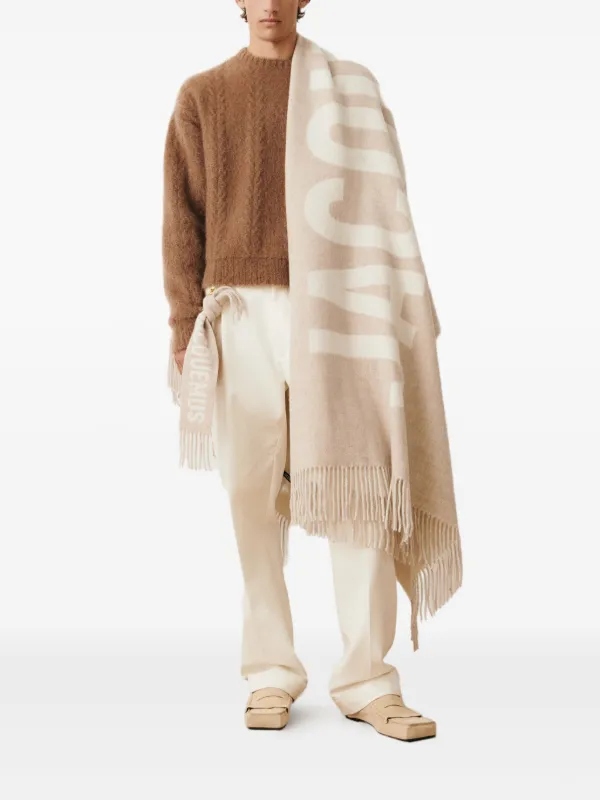 Jacquemus logo-jacquard Wool Scarf | Neutrals | FARFETCH