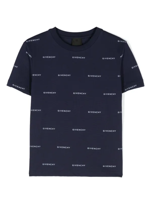 Givenchy Kids logo-print Cotton T-shirt Blue FARFETCH IN