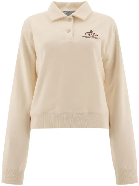 Prada logo-embroidered long-sleeved polo shirt