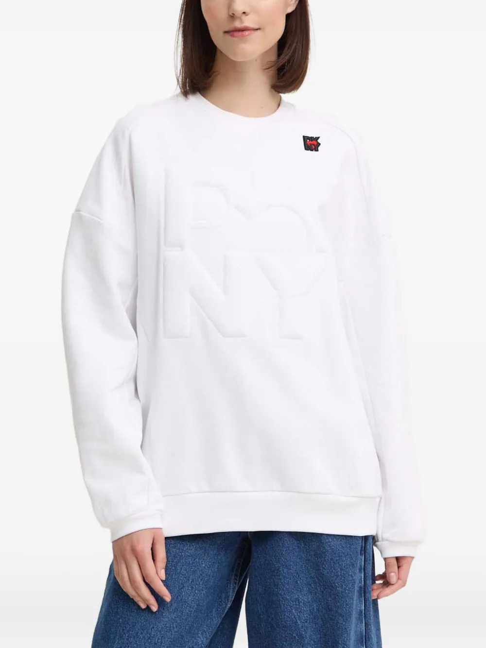 Dkny Logo-embossed Sweatshirt In White