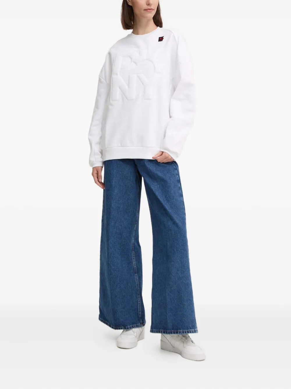 Dkny Logo-embossed Sweatshirt In White