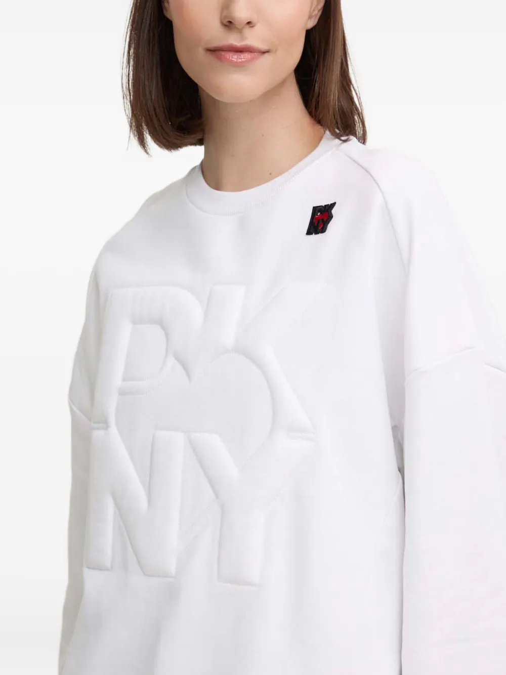 Dkny Logo-embossed Sweatshirt In White