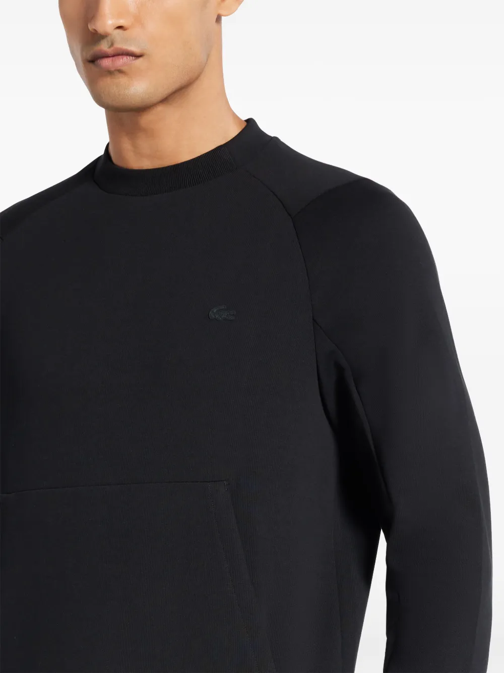 Lacoste Fleece sweater met opgestikte zak Zwart