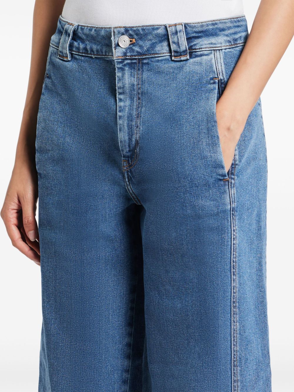 Shop Lacoste Stretch-denim Wide-leg Jeans In Blue