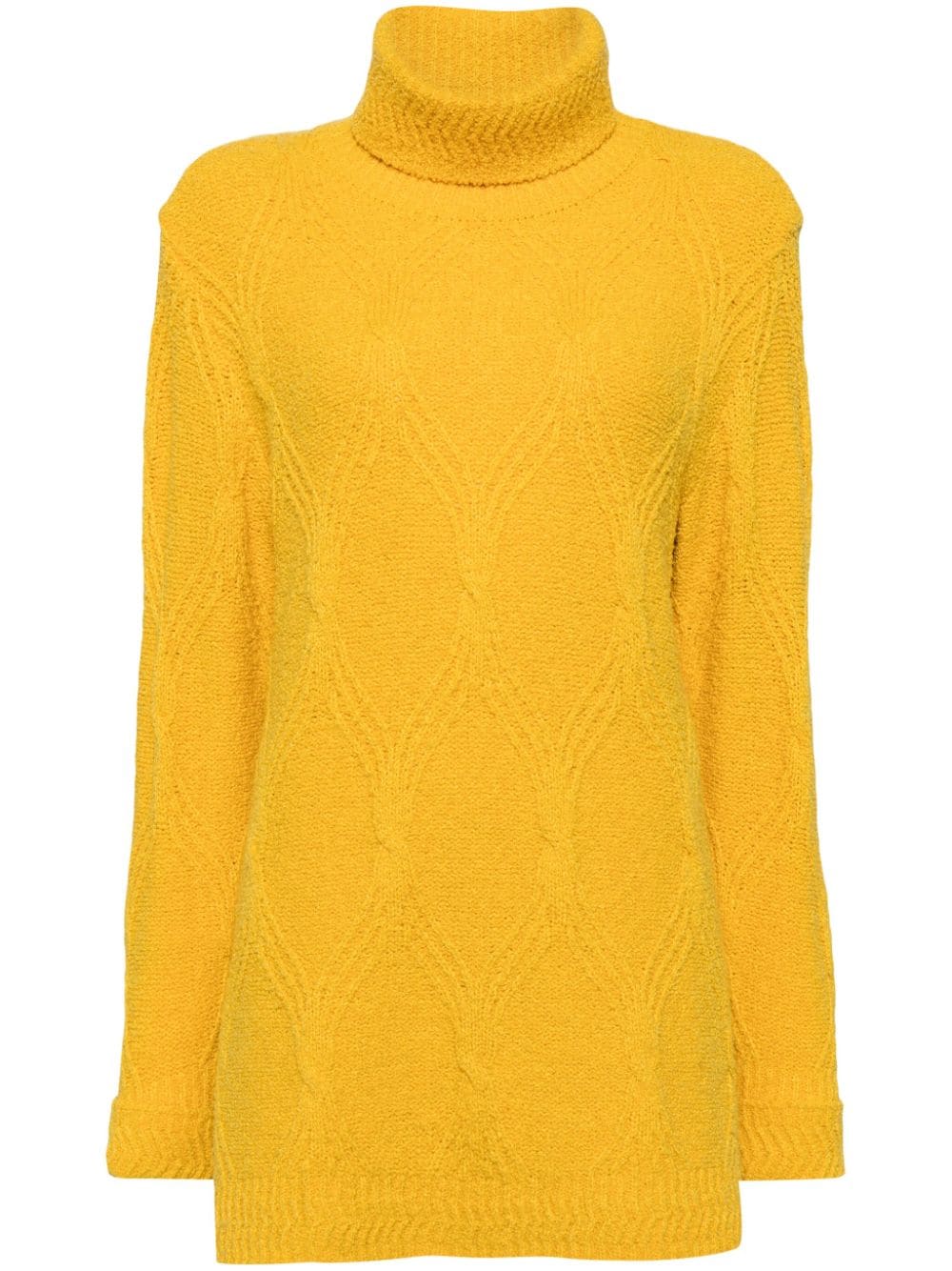 Pre-owned Dior Roll-neck Cable-knit Wool Jumper In Yellow