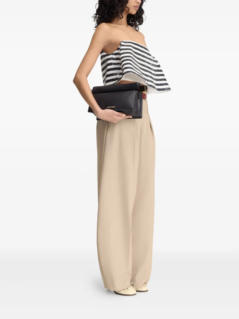 Jacquemus The Spezia strapless top met pailletten Wit