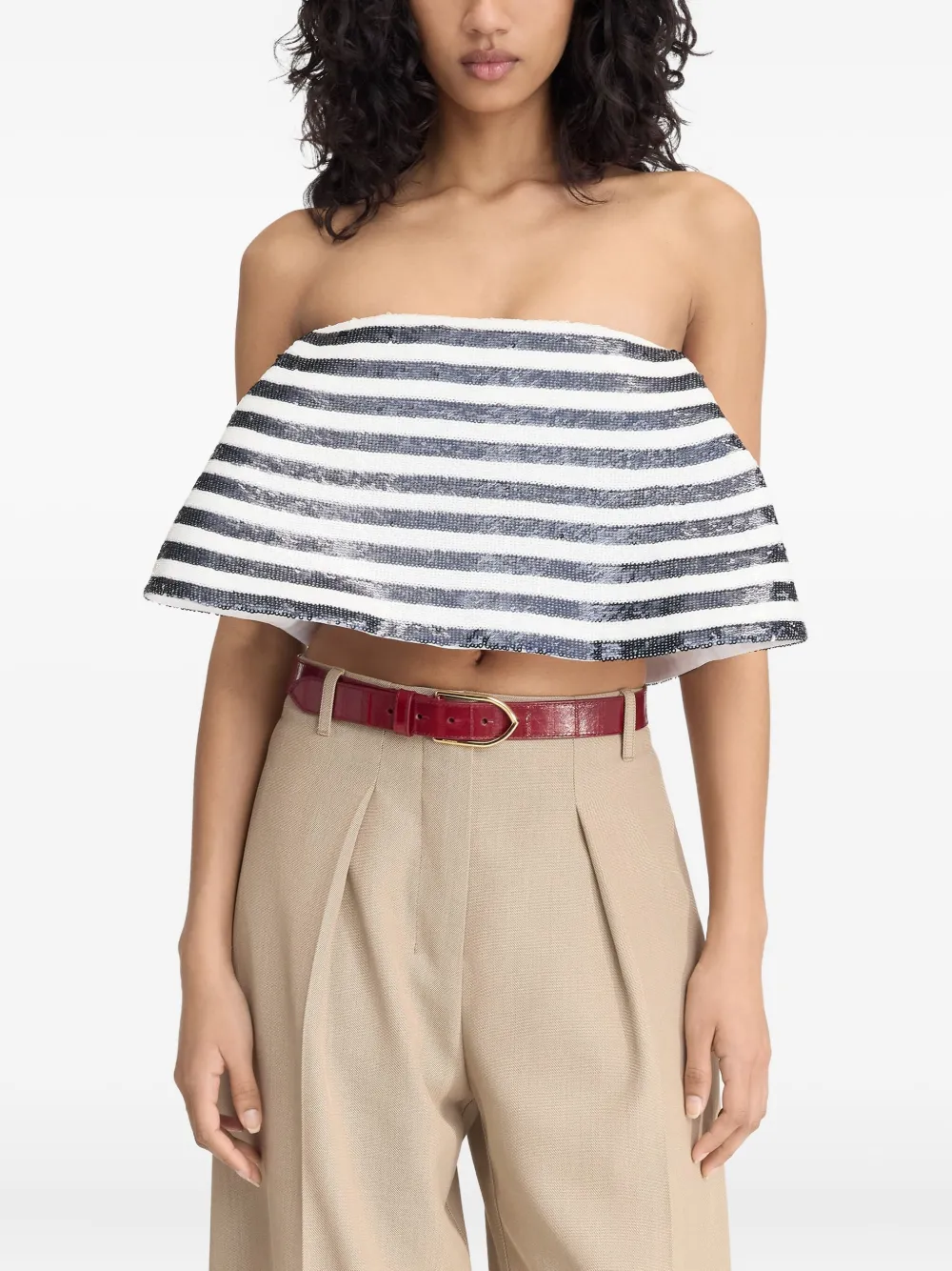 Jacquemus The Spezia strapless top met pailletten Wit