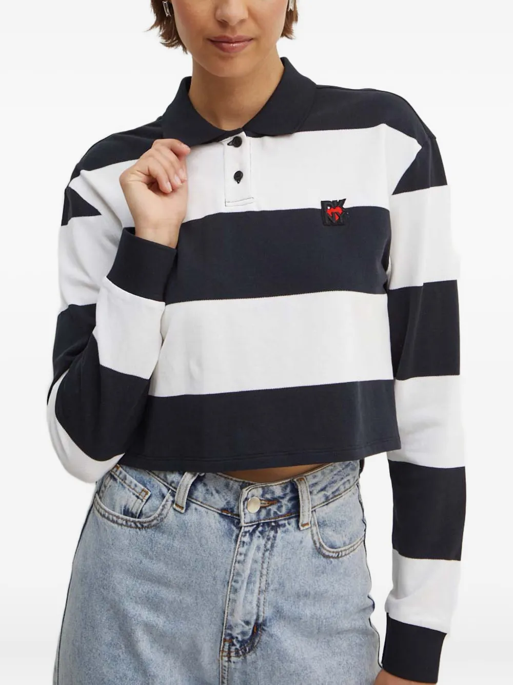 DKNY striped polo top | Black | Image 1