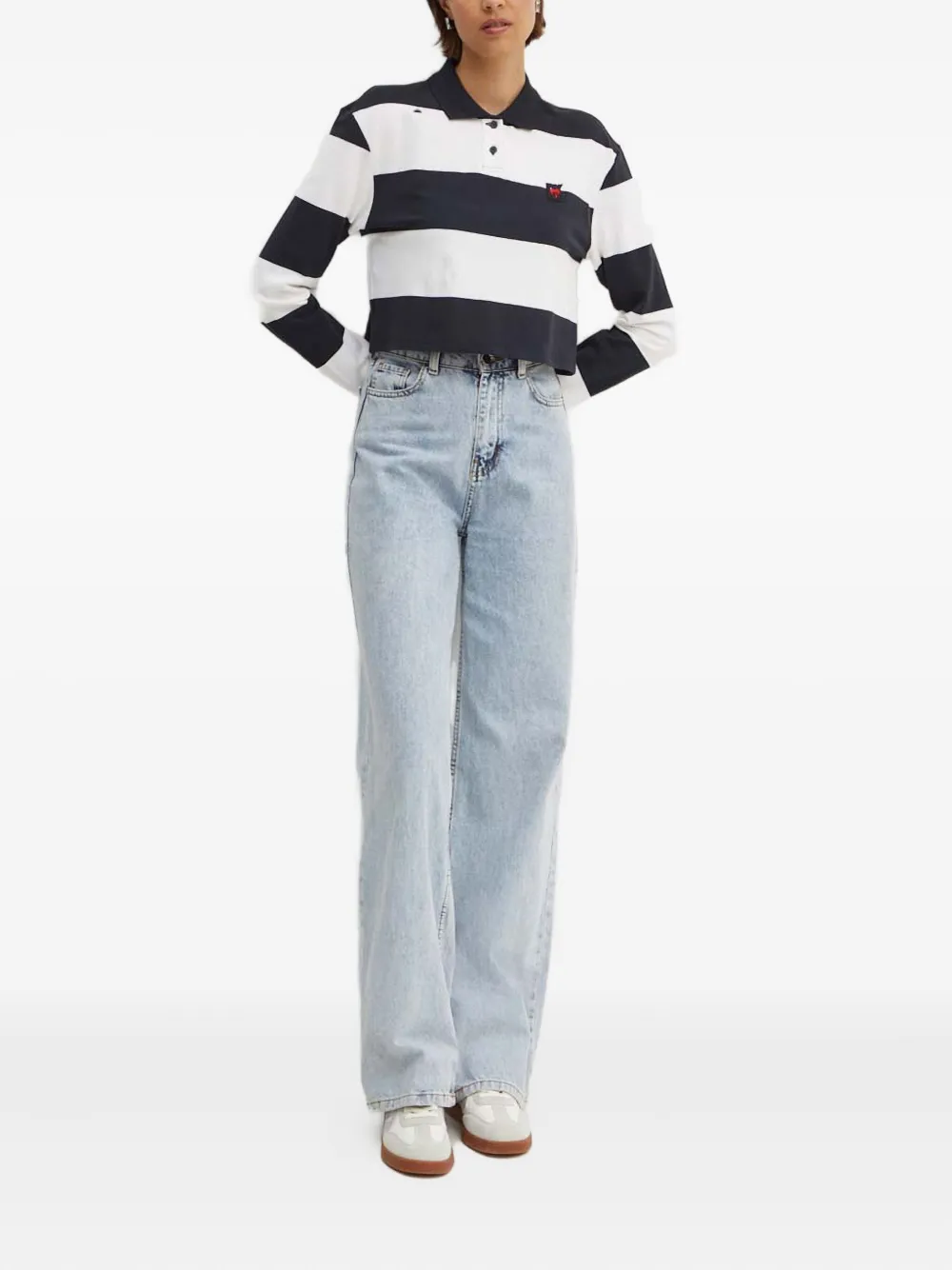 DKNY striped polo top - Zwart