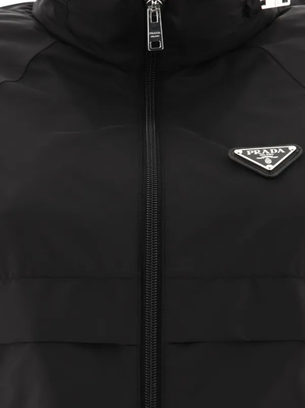 Prada Jaqueta Impermeável Cropped Com Logo Triangular | Preto