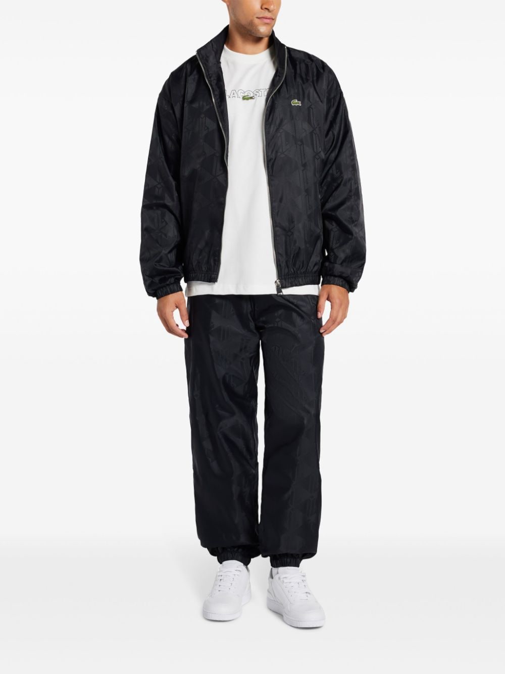 Lacoste monogram-jacquard track pants - Zwart