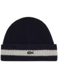 Lacoste ribbed-knit beanie hat - Blue