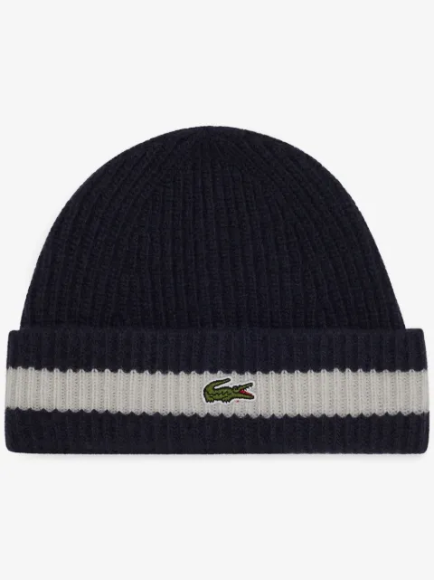 Lacoste ribbed-knit beanie hat