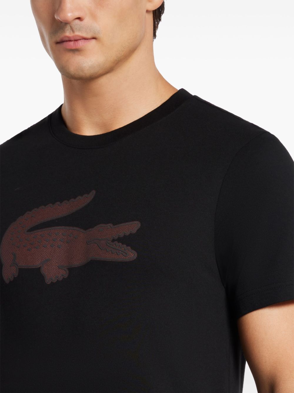 Shop Lacoste Logo-print T-shirt In Black